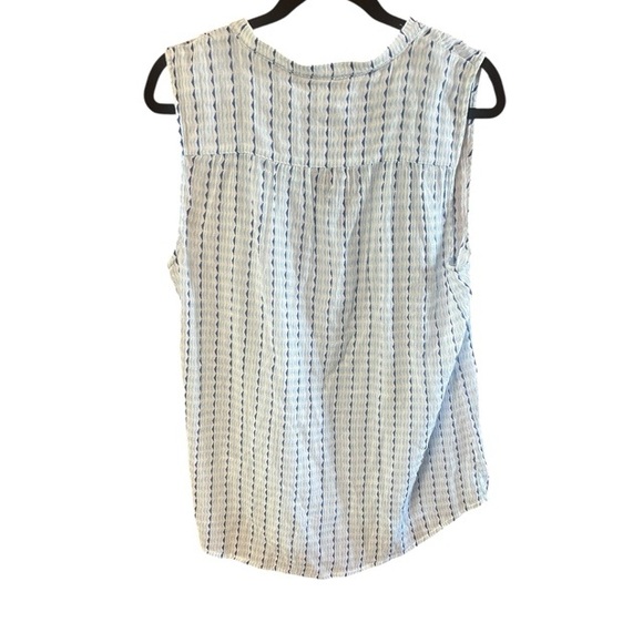 Sleeveless Striped Top - White and Blue - Picture 2 of 5